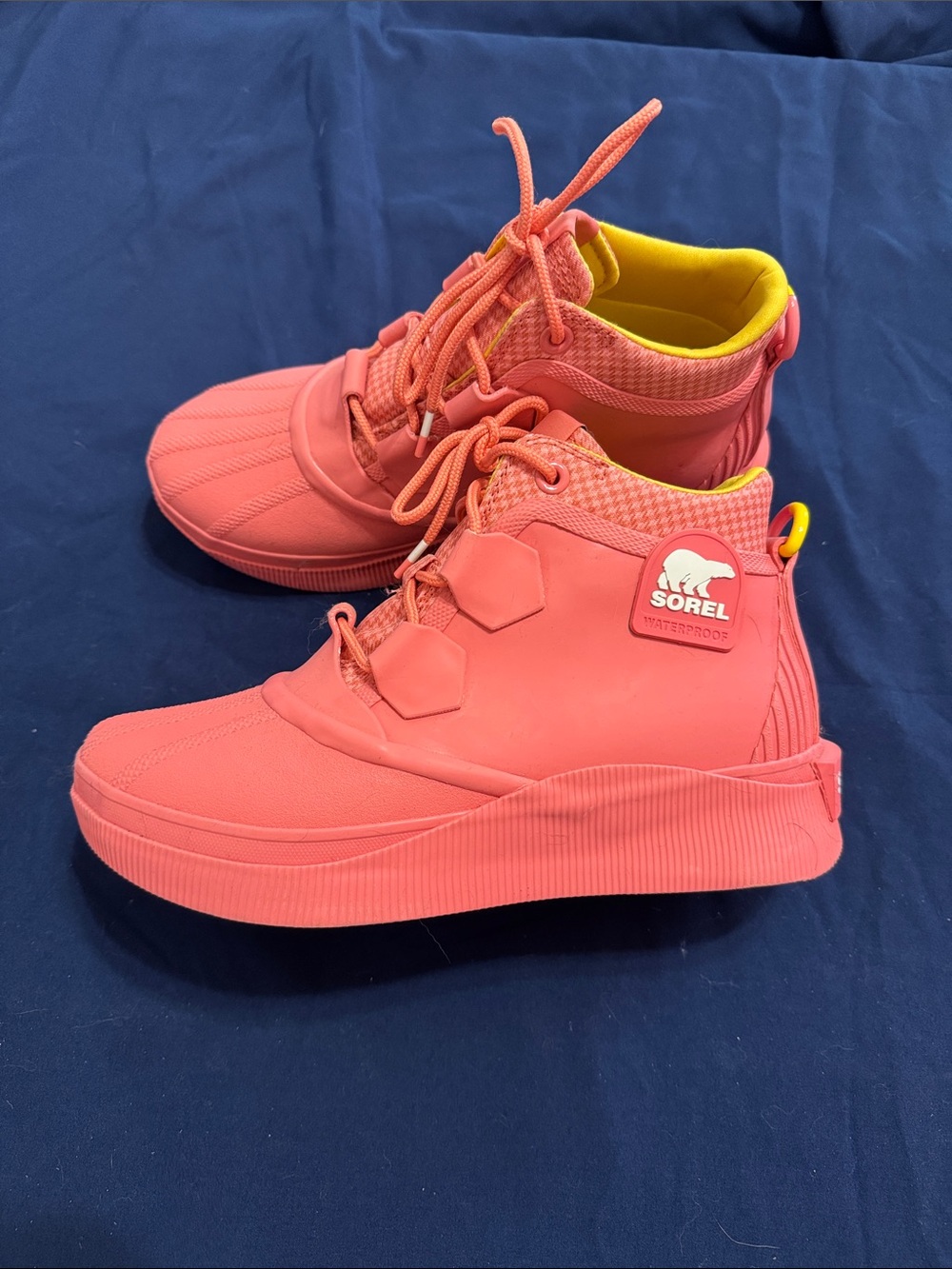 Sorel Women’s Coral Waterproof Lace-Up Boots with Yellow Lining